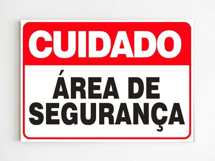 Imagem de Placa de aviso cuidado área de segurança mdf 20x29 a4