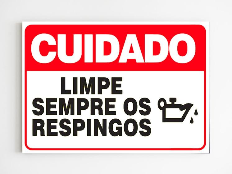 Imagem de Placa de aviso cuidado limpe sempre os respingos mdf 20x29