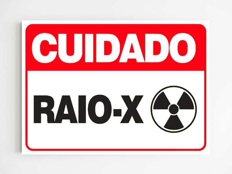 Imagem de Placa de aviso cuidado raio-x hospital mdf 20x29 a4