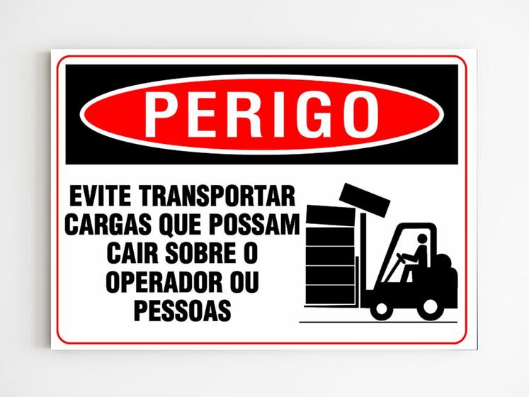 Imagem de Placa de aviso evite transportar cargas que podem cair mdf