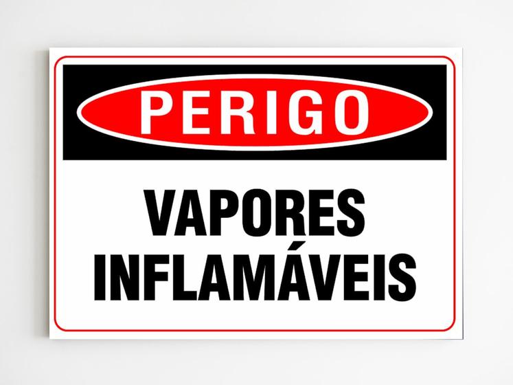 Imagem de Placa de aviso perigo vapores inflamáveis mdf segurança a4