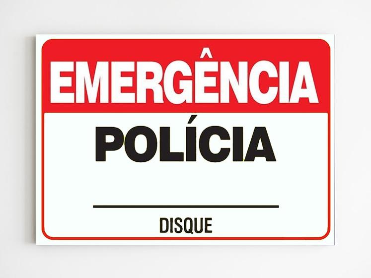 Imagem de Placa de aviso polícia disque numero personalizado 20x29