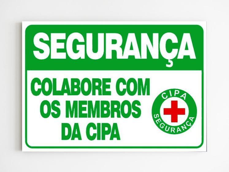 Imagem de Placa de aviso segurança colabore com os membros da cipa mdf