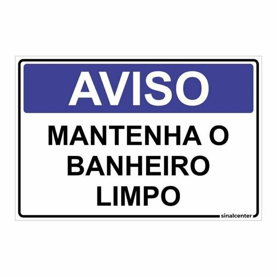 Imagem de Placa de Aviso / Sinalização - Mantenha o Banheiro Limpo - (15x20cm) BL08