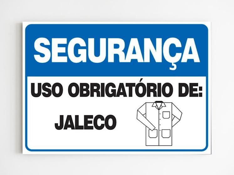 Imagem de Placa de aviso uso obrigatório de jaleco mdf 20x29 a4