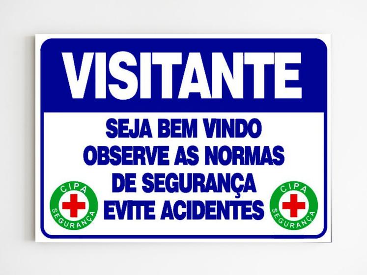 Imagem de Placa de aviso visitante seja bem vindo normas de segurança