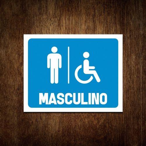 Imagem de Placa De Banheiro Masculino Acessibilidade Deficiente 36x46