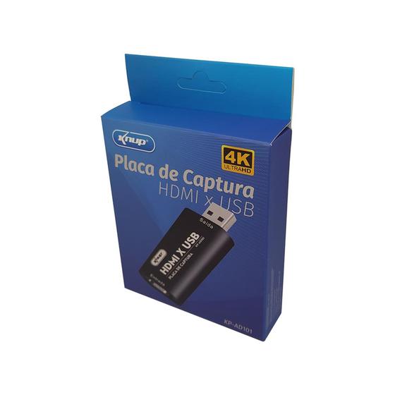 Placa De Captura Hdmi X Usb Knup KP-AD101 4K Menor preço em Placa De Captura Hdmi X Usb Knup KP-AD101 4K