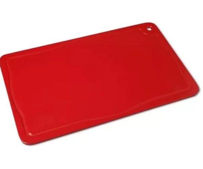 Imagem de Placa de Corte Vermelha com Canaleta em Polietileno 1,5X30X50 cm Pronyl