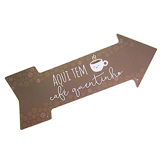 Imagem de Placa De Decoração Seta Direção Em Mdf 40x15cm Tem Café