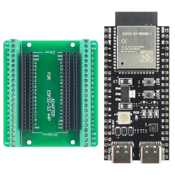 Imagem de Placa de Desenvolvimento ESP32-S3 com Wi-Fi 2.4G e Bluetooth - Kit com Adaptador de Expansão 44-Pin Tipo-C