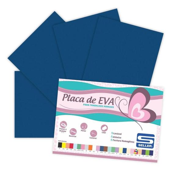 Imagem de Placa de EVA 40X60cm Azul Anil pacote com 10 folhas - Seller