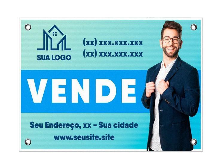 Imagem de Placa de Imobiliária Premium com Ilhós 66x49cm 10 Unidades 