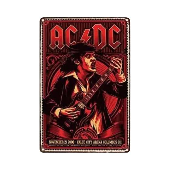 Placa De Lata Vintage Ac Dc Heavy Metal Rock Band Música Para Casa ...