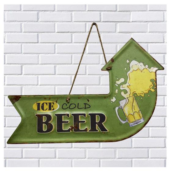 Imagem de Placa De Metal Decorativa Cerveja Gelada Alto Relevo 41x26cm