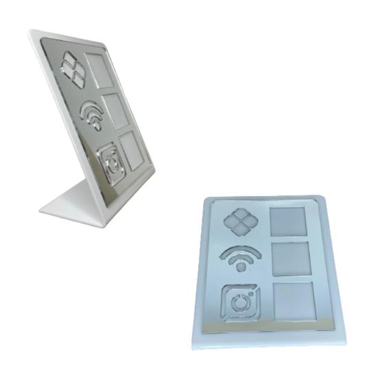 Imagem de Placa De Pagamento Pix Acrílico Com 3 Qr Code BRANCO E PRATA
