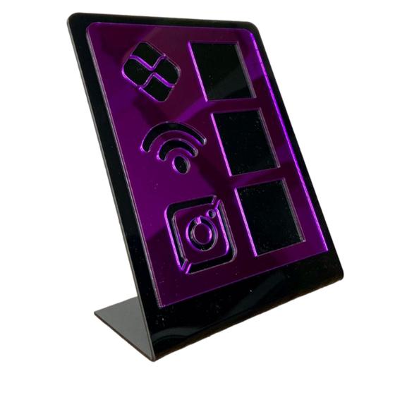 Imagem de Placa De Pagamento Pix Acrílico Com 3 Qr Code PRETO E ROXO