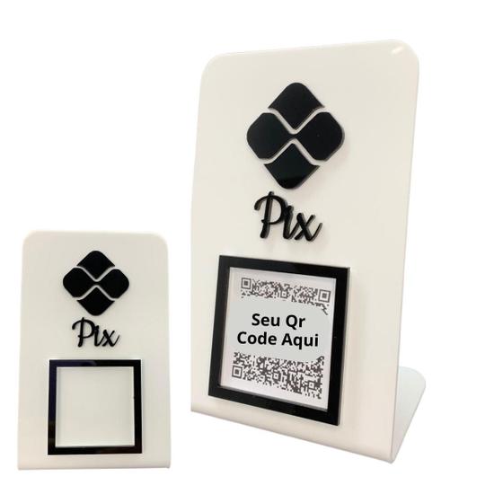 Imagem de Placa De Pagamento Pix Acrílico Com Qr Code Display na Cor Branco Com Preto