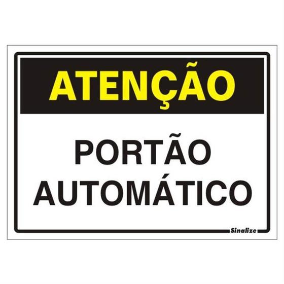 Imagem de Placa de Poliestireno Auto-Adesiva 20x30cm Atenção Portão Automático - 250 BV - SINALIZE