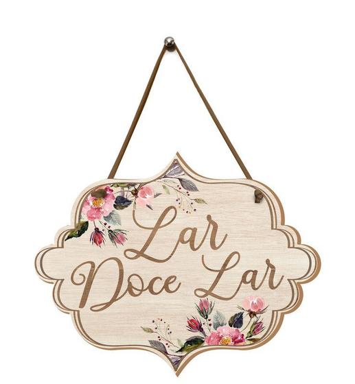 Imagem de Placa de Porta Decorativa Lar Frases Flores Sala