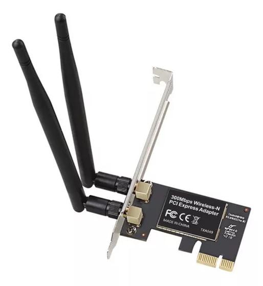 Imagem de Placa de Rede Adaptador PCI Express Wi-Fi Wireless 300 Mbps Pci-e X1 2 Antenas