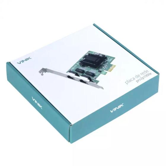 Imagem de Placa De Rede Vinik PCI-E 10/100/1000 Dual Port C/Suporte Low Profile PRV2P1000E