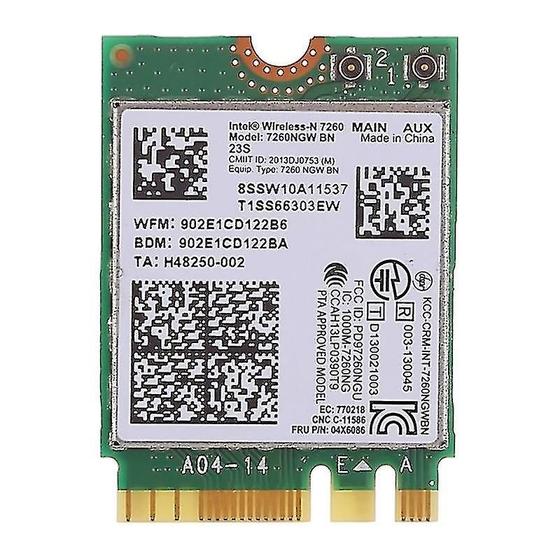 Carte WiFi Intel 7260NGW Pour Lenovo Thinkpad X240, T440, L440, T540p - Pièce 04X6009 - Occasion, Garantie 6 Mois