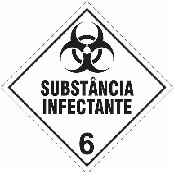 Imagem de Placa de Risco Simbologia Para o Transporte e Armazenamento de Materiais Plastcor Substância Infectante Classe 6 30 x 30cm