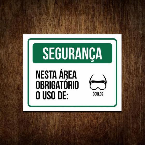 Imagem de Placa De Segurança - Nesta Área Uso Obrigatório De Óculos