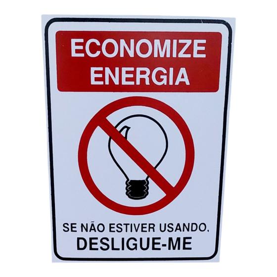 Imagem de Placa de Sinalização 15x20 ECONOMIZE ENERGIA DESLIGUE-ME