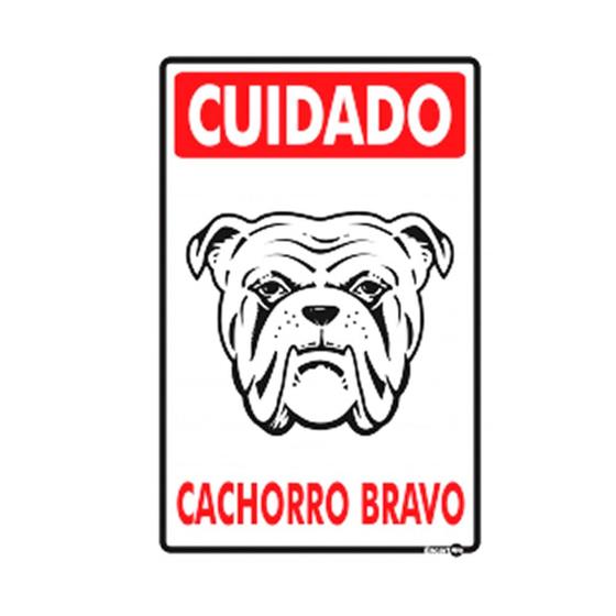 Imagem de Placa de Sinalização 200x300mm CUIDADO CACHORRO BRAVO Ref PS22 ENCARTALE