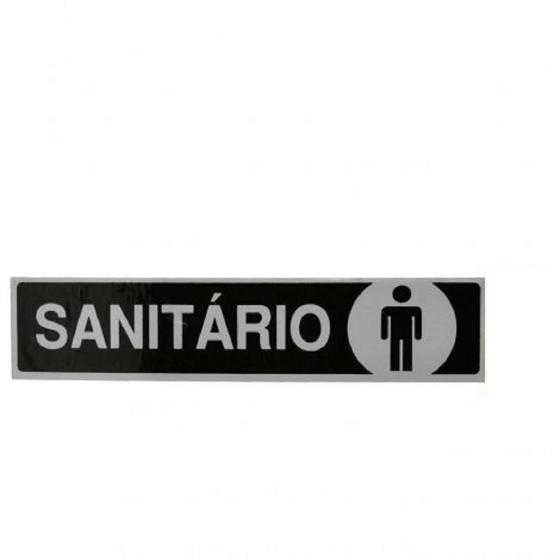 Imagem de Placa de Sinalização 30x7 Sanitário Masculino Preto