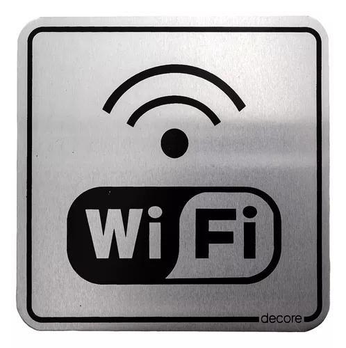 Imagem de Placa De Sinalização Adesiva Em Alumínio 12 X 12cm Wi-fi