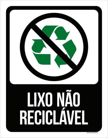 Imagem de Placa De Sinalização Advertência - Lixo Não Reciclável 36X46