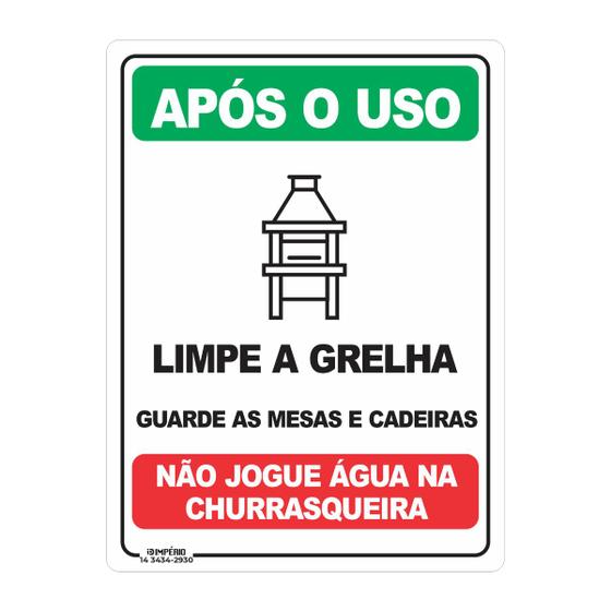 Imagem de Placa de Sinalização Após o Uso Limpe a Grelha
