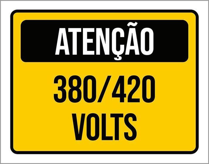 Imagem de Placa De Sinalização - Atenção 380 420 Volts 27X35