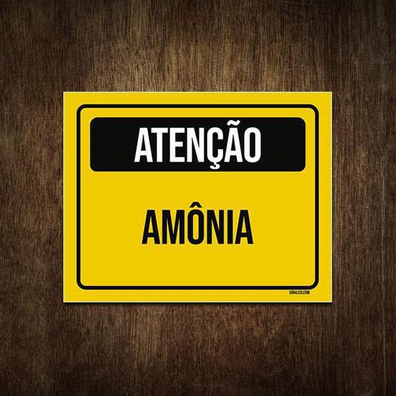 Imagem de Placa De Sinalização - Atenção Cuidado Amônia 18X23