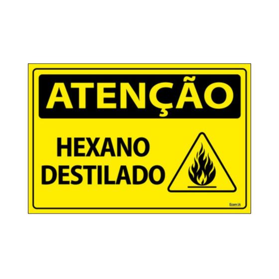 Imagem de Placa De Sinalização Atenção Hexano Destilado 30x20 Ecom IA - SA76 F9e