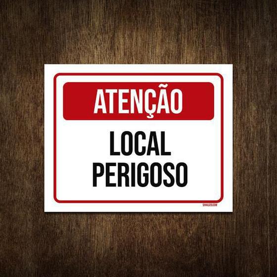 Imagem de Placa De Sinalização - Atenção Local Perigoso 18X23