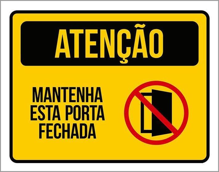 Imagem de Placa De Sinalização - Atenção Mantenha Porta Fechada 27X35