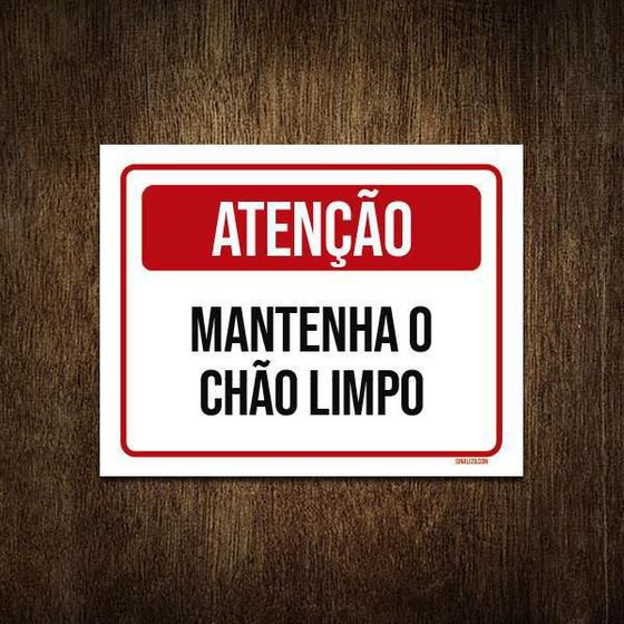 Imagem de Placa De Sinalização - Atenção Matenha Chão Limpo 27X35