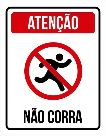 Imagem de Placa De Sinalização - Atenção Não Corra Cuidado 27X35