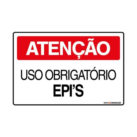 Imagem de Placa De Sinalização Atenção Uso Obrigatório De Epi's 30x20 Qi Comunicação - S-227/1 Q1a