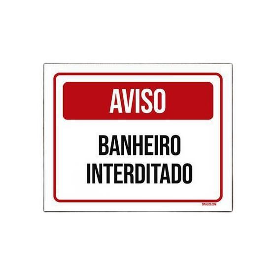 Imagem de Placa De Sinalização - Aviso Banheiro Interditado 18X23