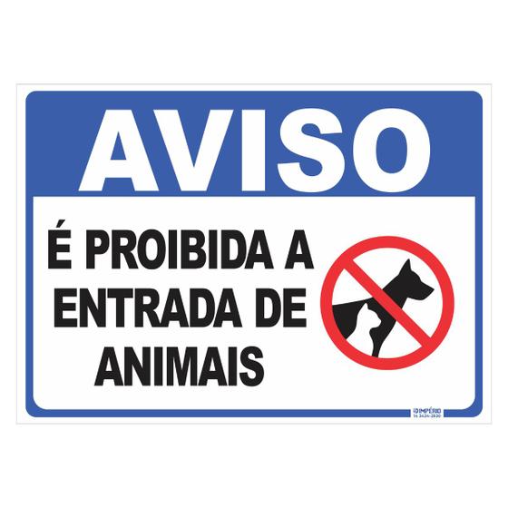 Imagem de Placa de Sinalização Aviso é Proibida a Entrada de Animais