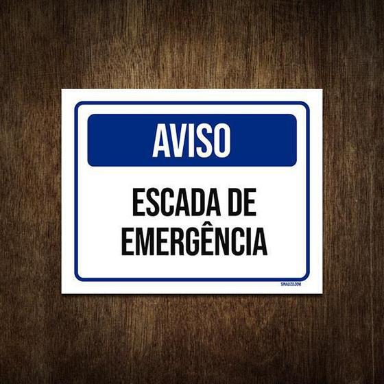 Imagem de Placa De Sinalização - Aviso Escada De Emergência 18X23