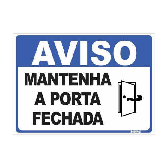 Imagem de Placa de Sinalização Aviso Mantenha a Porta Fechada