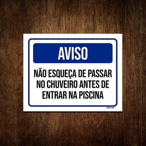 Imagem de Placa De Sinalização - Aviso Passe Chuveiro Piscina 36X46