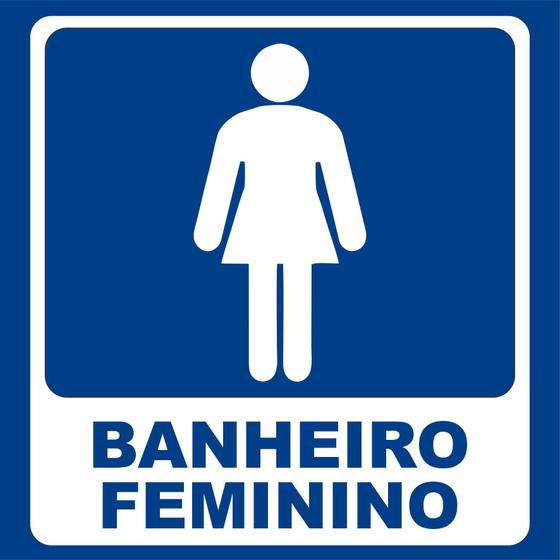 Placa De Sinalização Banheiro Feminino Azul 20X20Cm - Minas Brasil ...
