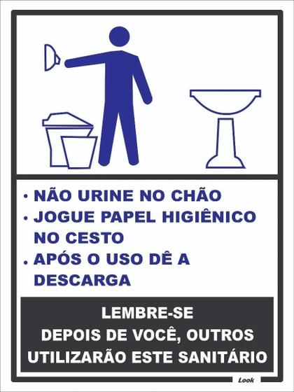 Imagem de Placa de Sinalização - Banheiro Sanitário Masculino com Regras de Uso  Mantenha a Limpeza e a Ordem